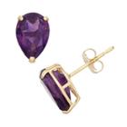 Amethyst 10k Gold Teardrop Stud Earrings, Women's, Purple