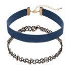 Mudd&reg; Blue Denim & Beaded Tattoo Choker Necklace Set, Women's, Multicolor
