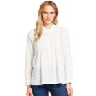 Women's Izod Pintuck Henley Blouse, Size: Large, White