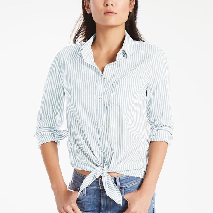 Women's Levi's Tie-front Denim Shirt, Size: Small, Blue