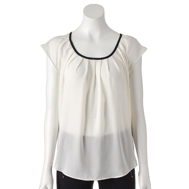 Women's Lc Lauren Conrad Pleated Top, Size: Xs, White Oth