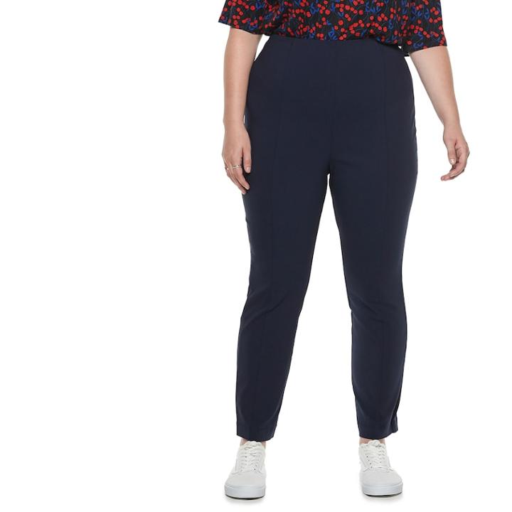 Plus Size Popsugar Essential Crop Pants, Women's, Size: 2xl, Dark Blue