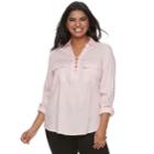Juniors' Plus Size So&reg; Lace-up Utility Top, Teens, Size: 3xl, Light Pink