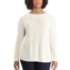 Plus Size Chaps Cable-knit Crewneck Sweater, Women's, Size: 1xl, Natural