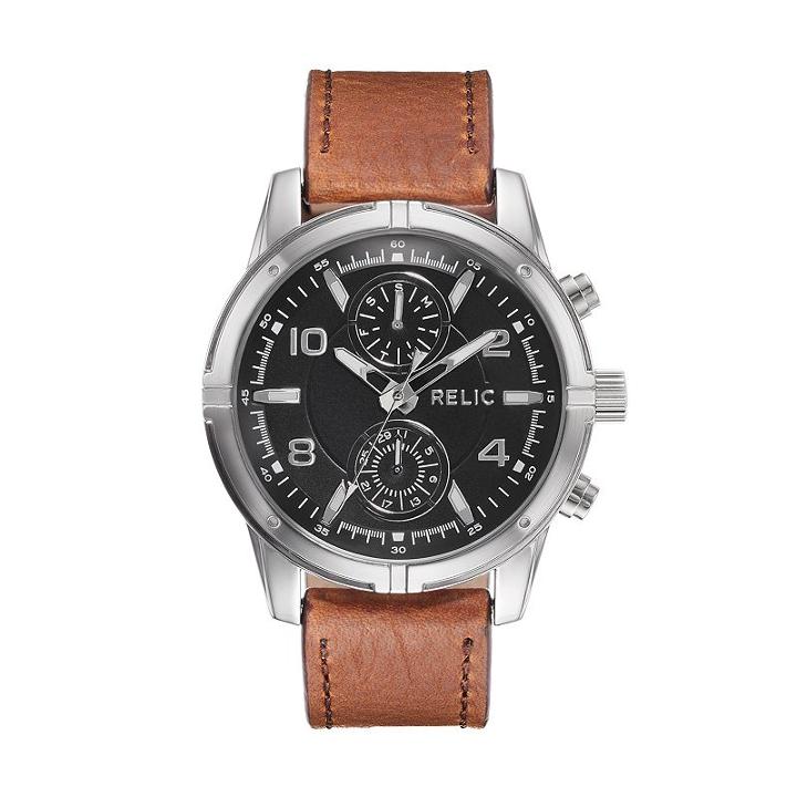 Relic Men's Simon Leather Watch, Size: Large, Brown