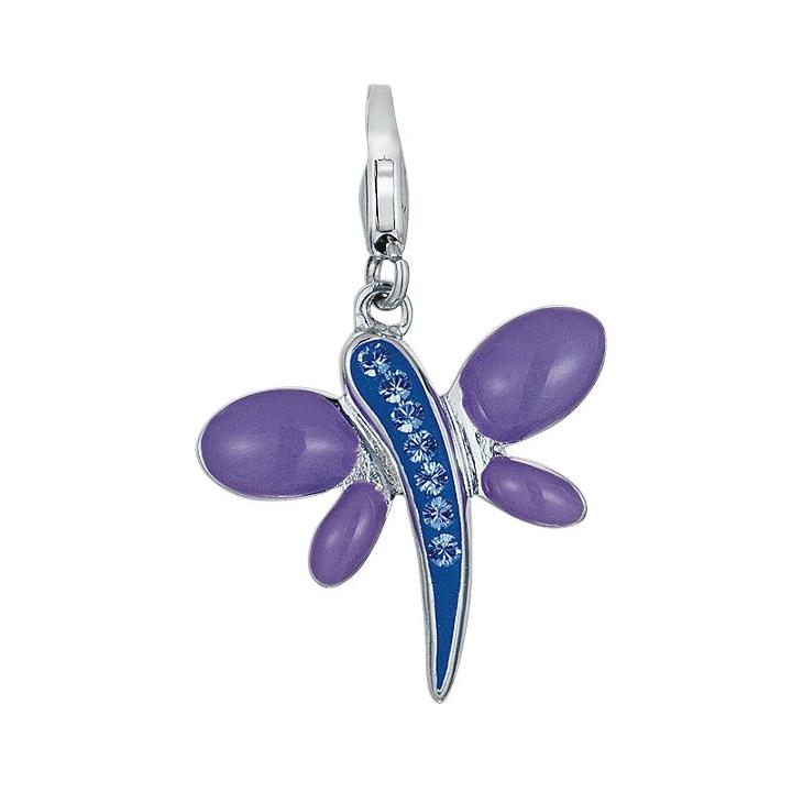 Sterling Silver Crystal Dragonfly Charm, Women's, Blue