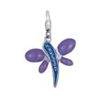 Sterling Silver Crystal Dragonfly Charm, Women's, Blue