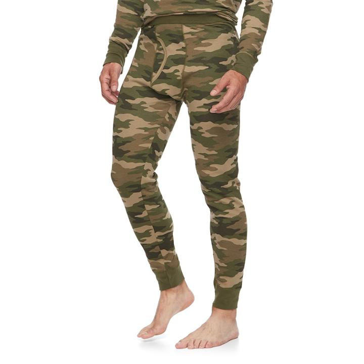 Men's Croft & Barrow&reg; Camo Thermal Pants, Size: Medium, Dark Green