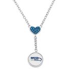 Seattle Seahawks Crystal Heart & Logo Y Necklace, Women's, Blue