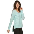 Women's Elle&trade; High-low Cable Knit Sweater, Size: Xs, Light Blue