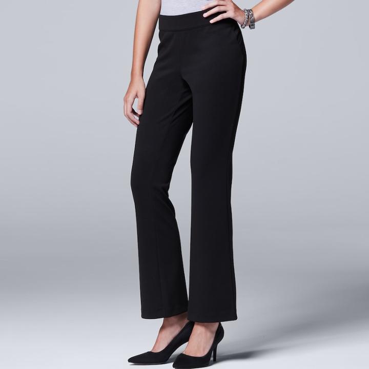 Petite Simply Vera Vera Wang Bootcut Ponte Pants, Women's, Size: S Petite, Black