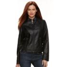 Women's Gallery Faux-leather Moto Jacket, Size: Xl, Black