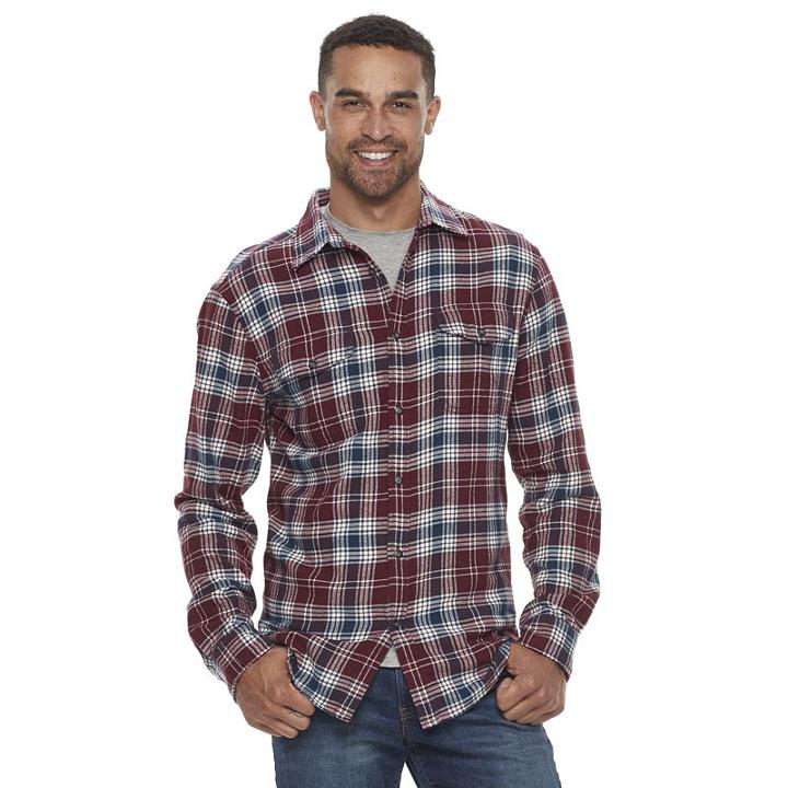 Men's Sonoma Goods For Life&trade; Plaid Flannel Button-down Shirt, Size: Small, Red