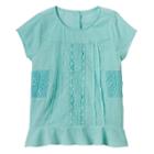 Girls 4-12 Sonoma Goods For Life&trade; Crochet Paneled Top, Girl's, Size: 12, Turquoise/blue (turq/aqua)