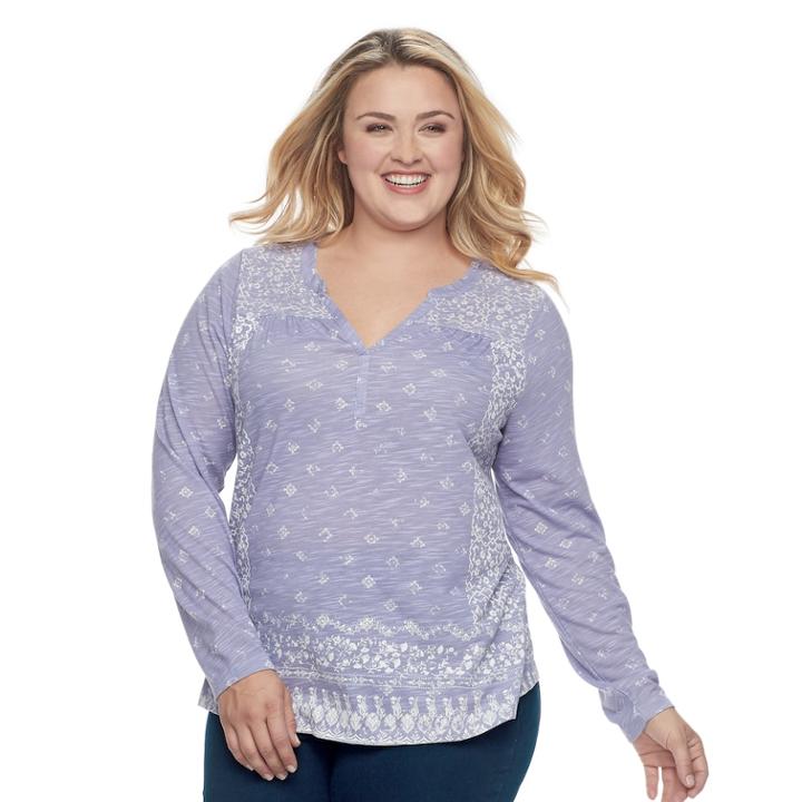 Plus Size Sonoma Goods For Life&trade; Henley Top, Women's, Size: 3xl, Med Purple