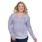 Plus Size Sonoma Goods For Life&trade; Henley Top, Women's, Size: 3xl, Med Purple