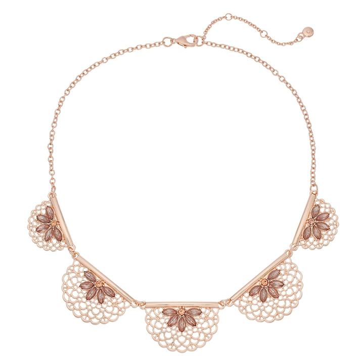 Filigree & Simulated Stone Statement Necklace, Women's, Pink