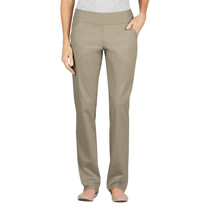 Dickies Modern Fit Straight-leg Pull-on Twill Pants - Women's, Size: 12 Avg/reg, Dark Beige