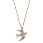 Simulated Crystal Dove Pendant Necklace, Women's, Gold