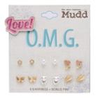 Mudd&reg; Flower, Butterfly & Owl Nickel Free Stud Earring Set With Love! Pin, Women's, Multicolor