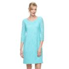 Petite Dana Buchman Lace Shift Dress, Women's, Size: L Petite, Turquoise/blue (turq/aqua)