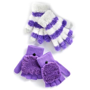 Girls 4-16 Fuzzy Flip-top Mittens & Gloves Set, Multicolor