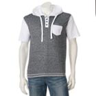Men's Distortion Colorblock Henley Hoodie, Size: Large, White