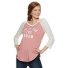 Juniors' Do It For The Gram Raglan Graphic Tee, Teens, Size: Xs, Pink