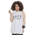 Madden Nyc Juniors' Plus Size Split Side Nope Not Today Muscle Tank, Girl's, Size: 1xl, Natural