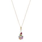 14k Gold Over Silver Pressed Flower Teardrop Pendant Necklace, Women's, Size: 18, Multicolor