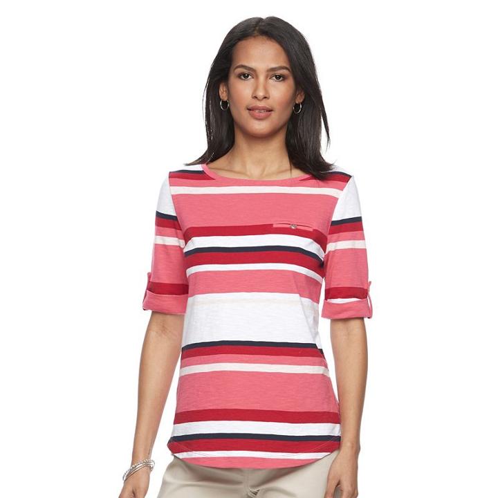 Women's Croft & Barrow&reg; Printed Slubbed Tee, Size: Xxl, Med Red