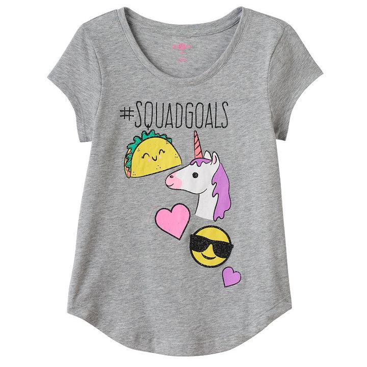 Girls 7-16 So&reg; Curved-hem Graphic Tee, Girl's, Size: 16, Med Grey