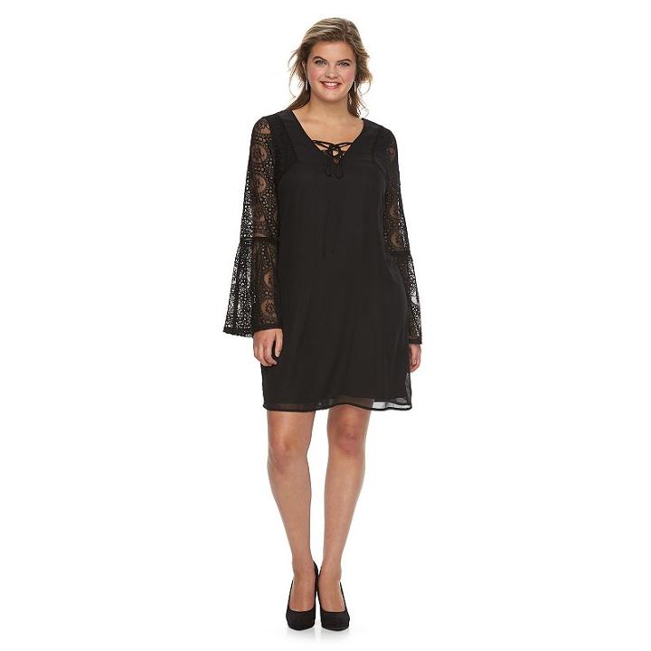 Juniors' Plus Size Speechless Lace Bell-sleeve Shift Dress, Girl's, Size: 3xl, Oxford
