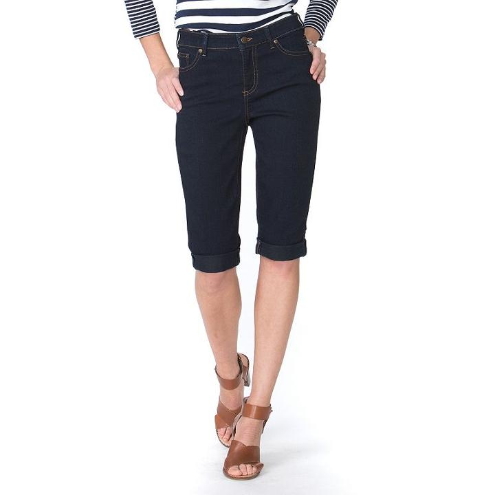 Women's Chaps Cuffed Twill Capris, Size: 4, Blue