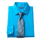Men's Croft & Barrow&reg; Fitted Stretch-collar Dress Shirt And Patterned Tie Boxed Set, Size: M-32/33, Turquoise/blue (turq/aqua)