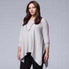 Plus Size Simply Vera Vera Wang Ribbed Poncho Sweater, Women's, Size: 2x/3x, Lt Brown