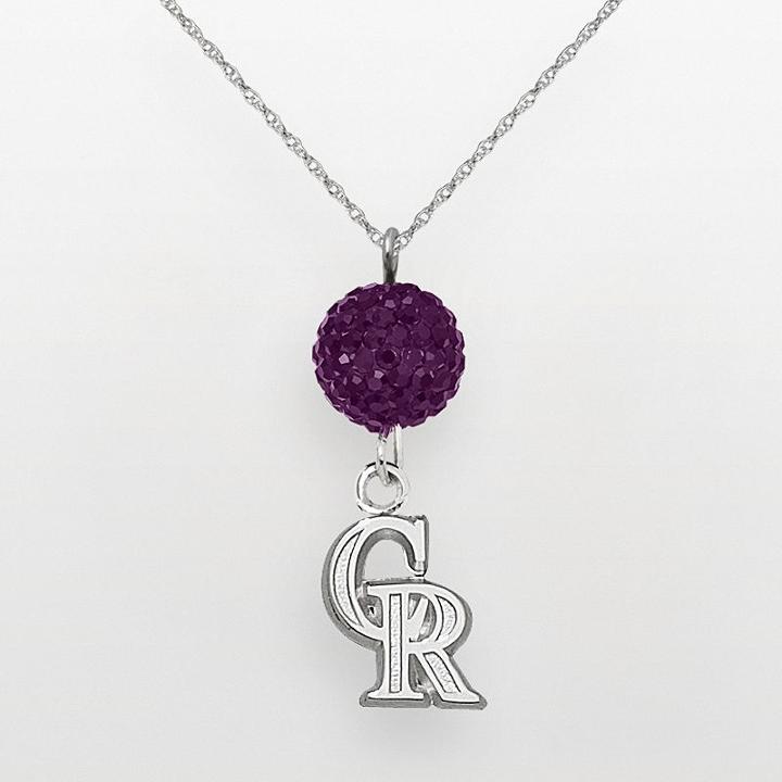 Logoart Colorado Rockies Sterling Silver Crystal Ball Pendant, Women's, Size: 18, Purple