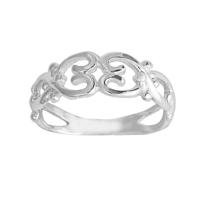 Sterling Silver Heart Scroll Ring, Women's, Size: 9, Grey