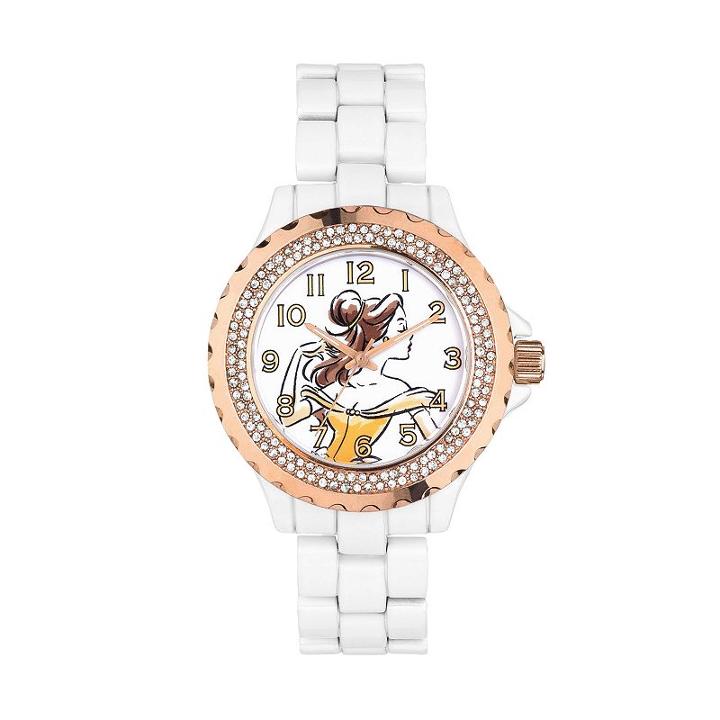 Disney's Beauty And The Beast Sketched Belle Women's Crystal Watch, Girl's, White