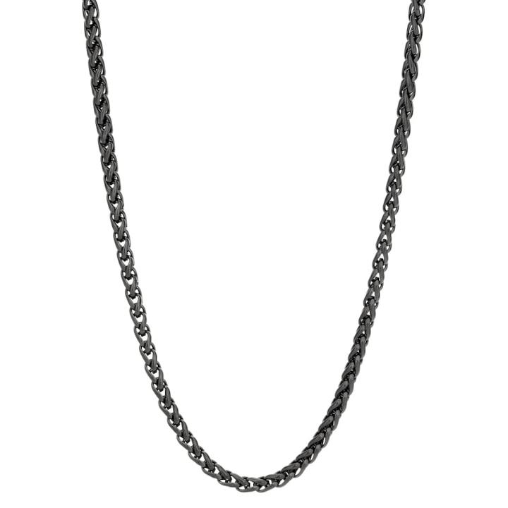 Lynx Men's Stainless Steel Black Ion Plated Wheat Chain Necklace, Size: 24