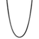 Lynx Men's Stainless Steel Black Ion Plated Wheat Chain Necklace, Size: 24