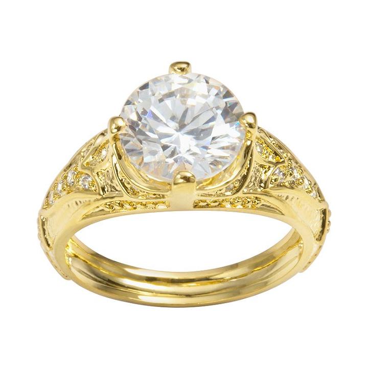 Sophie Miller 14k Gold Over Silver Cubic Zirconia Filigree Ring, Women's, Size: 7, White