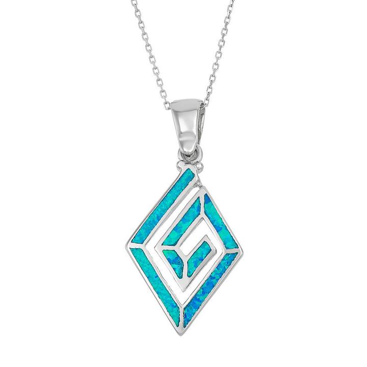 Lab-created Blue Opal Sterling Silver Swirl Marquise Pendant Necklace, Women's, Size: 18
