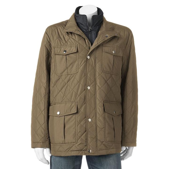 Men's Towne Quilted Field Coat, Size: Medium, Beige Over