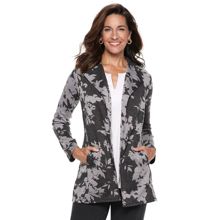 Women's Dana Buchman Everyday Casual Open Front Cardigan, Size: Xxl, Grey