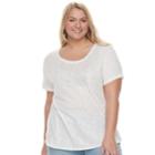 Juniors' Plus Size So&reg; Crochet Pocket Tee, Teens, Size: 2xl, White