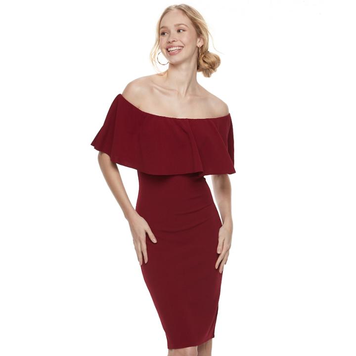 Juniors' Almost Famous Off-the-shoulder Shift Dress, Teens, Size: Small, Purple