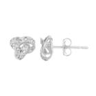 10k White Gold 1/10 Carat T.w. Diamond Love Knot Stud Earrings, Women's