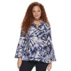 Plus Size Rock & Republic&reg; O-ring Crepe Top, Women's, Size: 2xl, Dark Blue