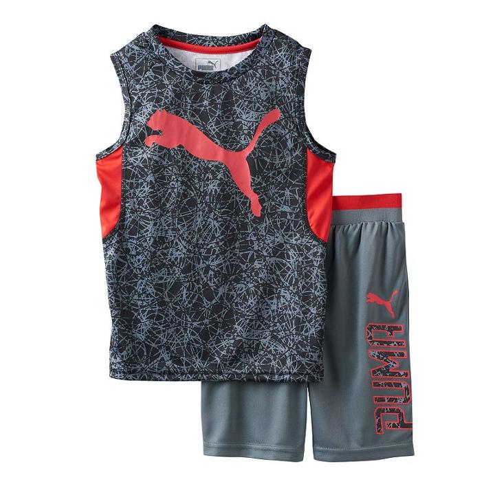 Boys 4-7 Puma Graphic Performance Tank Top & Shorts Set, Size: 7, Med Grey
